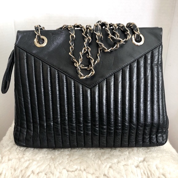 Fellini Italia Tote Quilted Cameo Black Leather Size Large - Picture 9 of 12